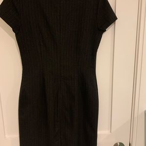Grey pin stripe knee length work dress